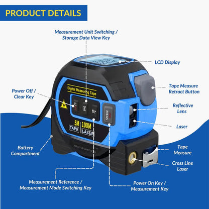 Instascan™ 3 in 1 Infrared Laser Tape Measuring Tool